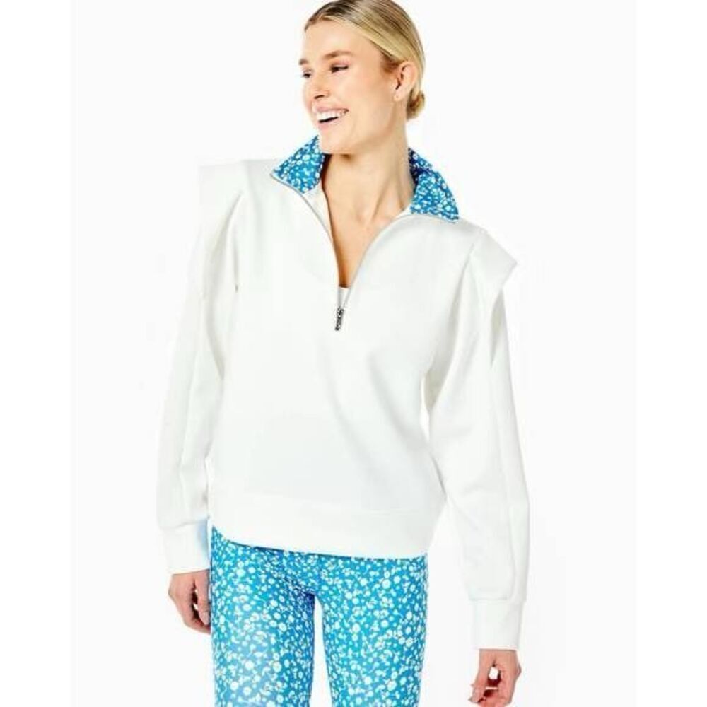 NWOT Addison Bay Poplar Pullover In White & Blue Size Large